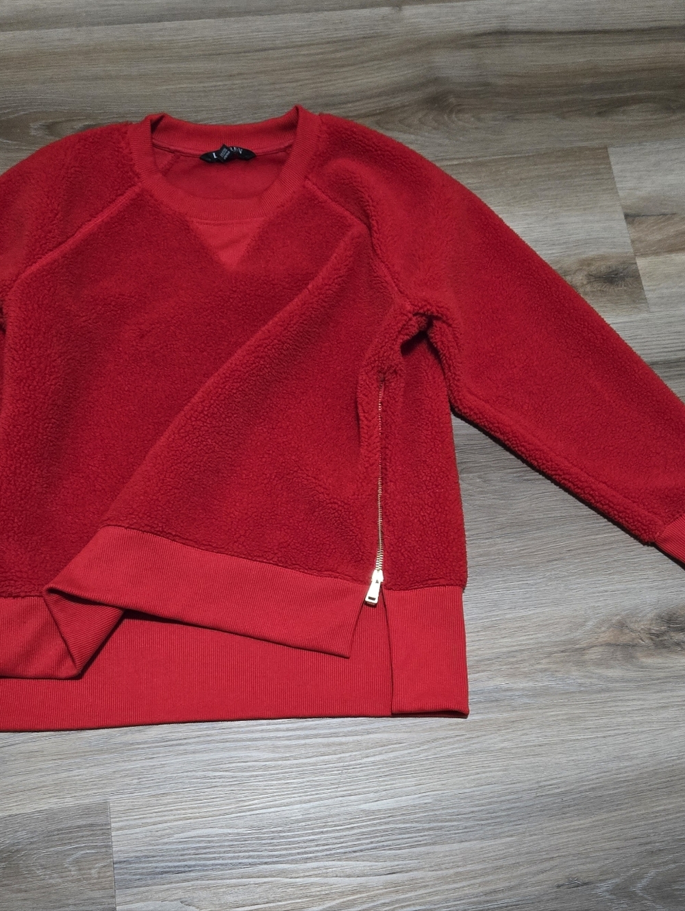 Ralph Lauren Black Label Red Sherpa Gold Zip Pullover Size L - Picture 4 of 12